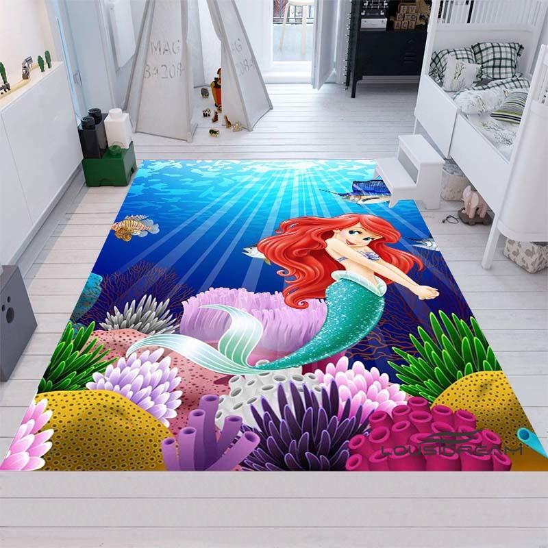 Cute Cartoon The Little Mermaid Ariel Princess Rug, Bedroom Playmat, Living Room Rug, Home Decor, Holiday Gift