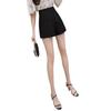 Summer 2024 Women's Black A-line High Waisted Wide Leg Suit Shorts - Korean Style