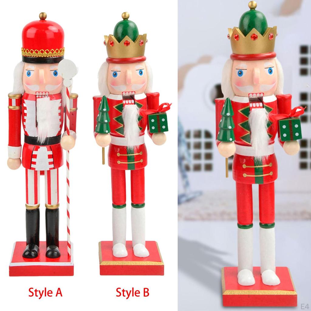 15 Inch Christmas Soldier, Doll Shape Puppet Toy, Wooden Soldier for Office Desk Decoration