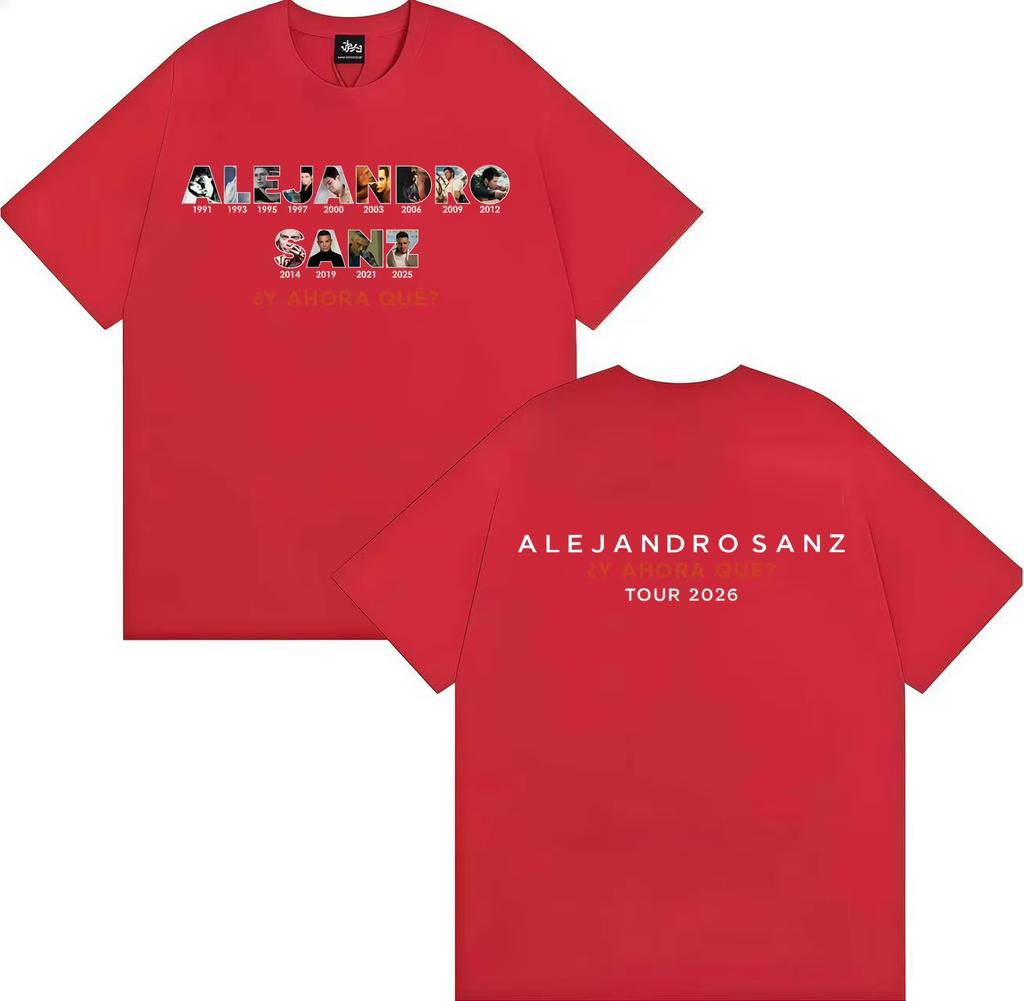 Top Grafici alla Moda Cantante Alejandro Sanz 2026 Primavera Estate T-shirt Stampata Estetica Maglietta Uomo Donna Magliette Casual Manica Corta