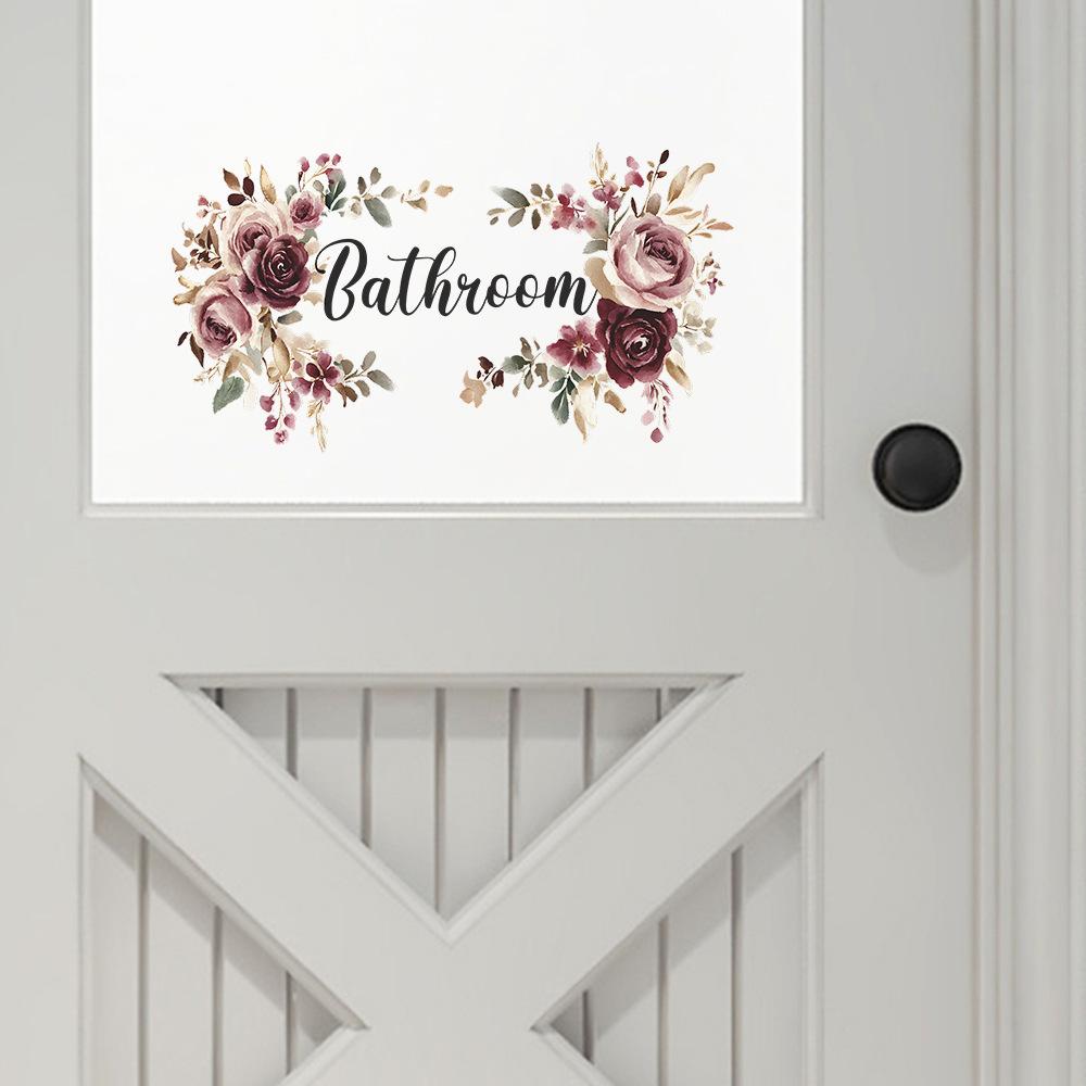 Bathroom English Slogan Bathroom Door Background Landscaping Decoration Wall Sticker
