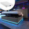 Polsterbett 160×200, Doppelter Stauraum mit App-Steuerung LED und USB-C-Laden, Bettgestell, Leinen, Grau, Mit Matratze, Ohne Nachttisch