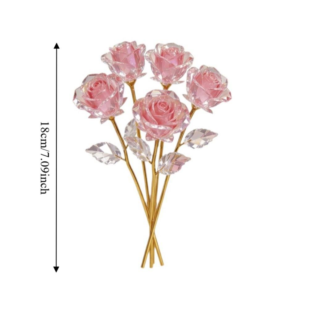 10Pcs Eternal Large Pink Leaf Roses Fade Resistant Handcrafted Eternal Roses Romantic Artificial Crystal Flowers Birthday Gift