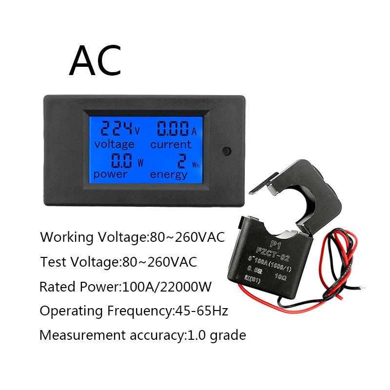 Stromzähler Spannungstester Digital Voltmeter Amperemeter Leistungsmesser LCD AC 80-260V 20A Ampere Volt Spannung Strom Leistungsenergiezähler