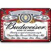 Budweiser King Of Beers Klassisches Bieretikett Blechschild Vintage Langlebige Metallplakette Wanddekor Heim Büro Bar Man Cave Wandkunst