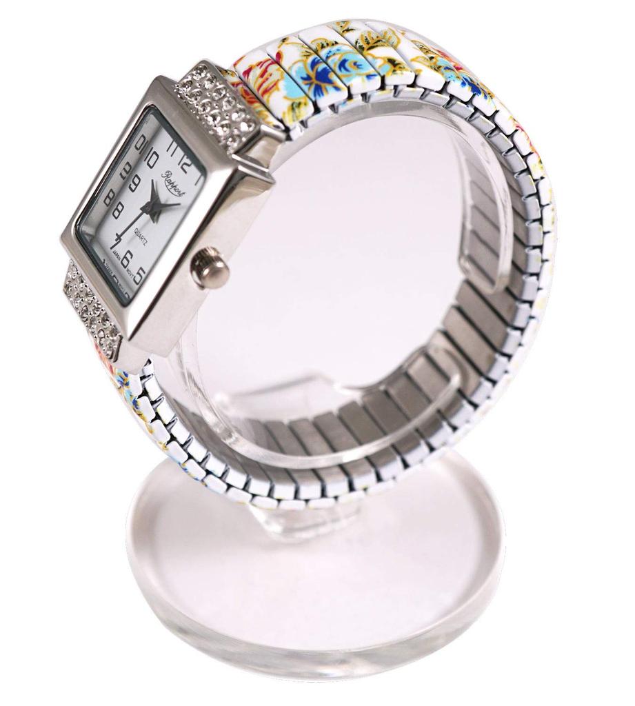 [Raport] Wristwatch Floral Pattern Bellows 164053 Women's White