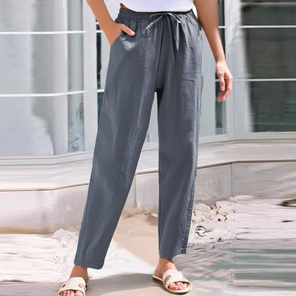 Women's Cropped Pants Stralght Pants With Pockets Lightweight Caual Loose  Trousers