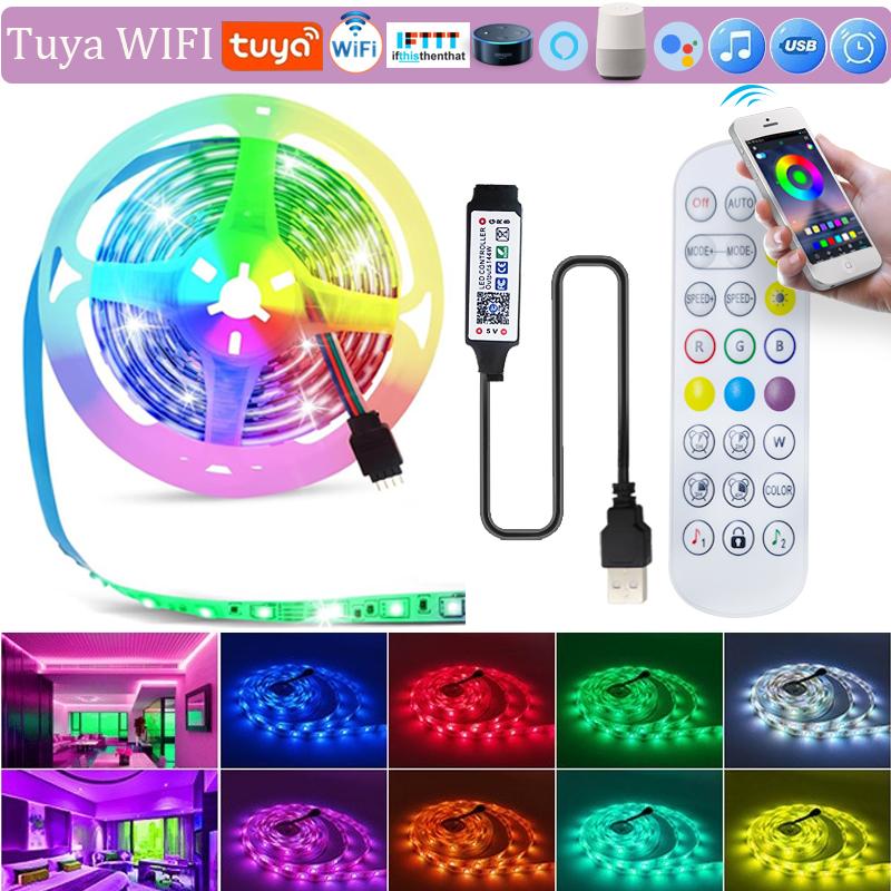 TUYA WIFI LED Strip Lights RGB 5V USB Led Light Bluetooth Music SYNC TV Background Lighting Tape for Alexa Game Room Home Decor