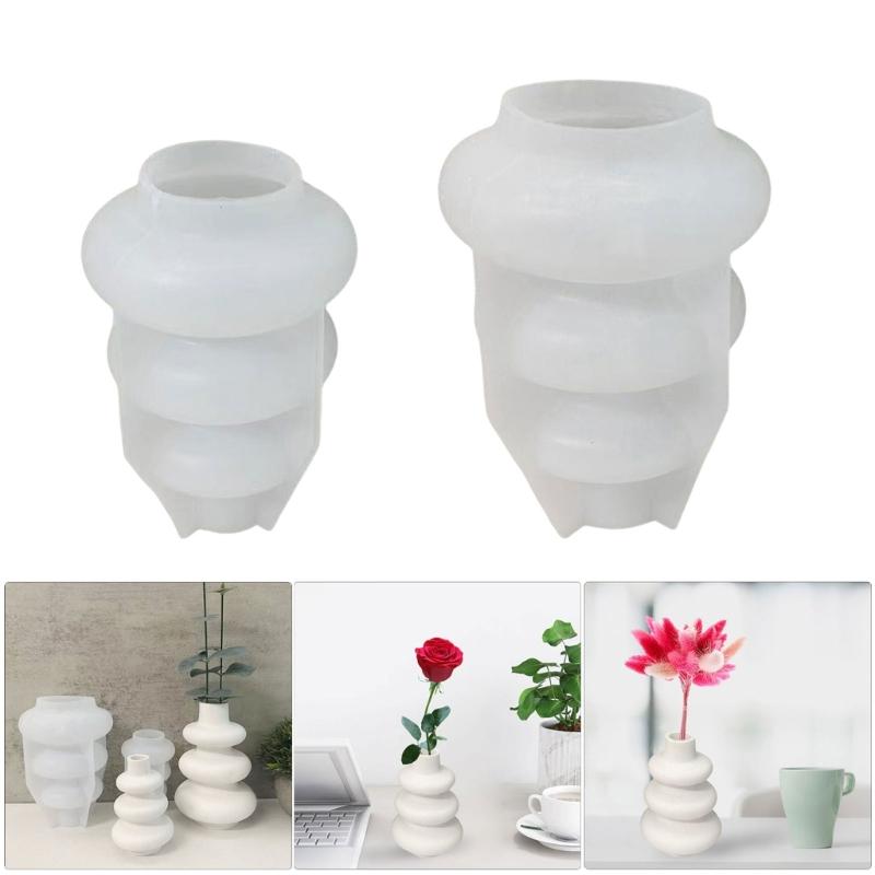 Handcraft Silicone Vase Maker Unique Wedding and Party Decoration Making Mould Round Floral Containers Making Mold