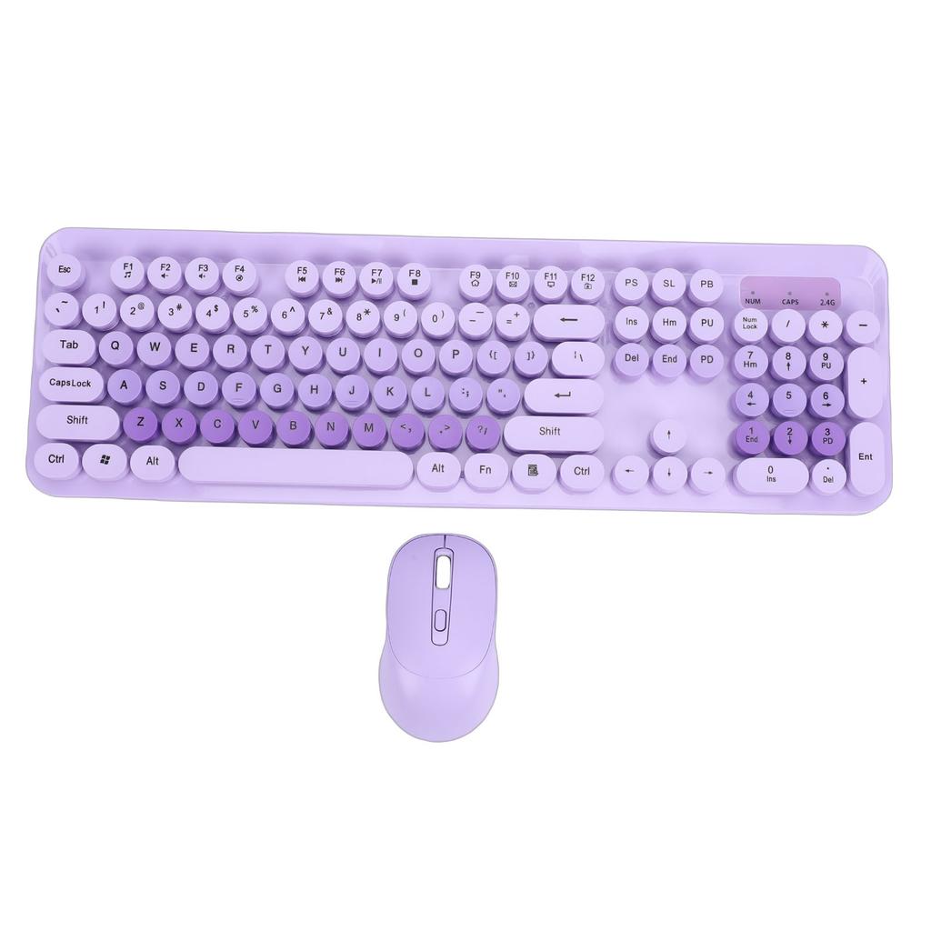 Wireless Cute Keyboard and Mouse 104 Keys Typewriter  Retro Round Keycaps Keyboard for PC Laptop Desktop Wireless Keyboard