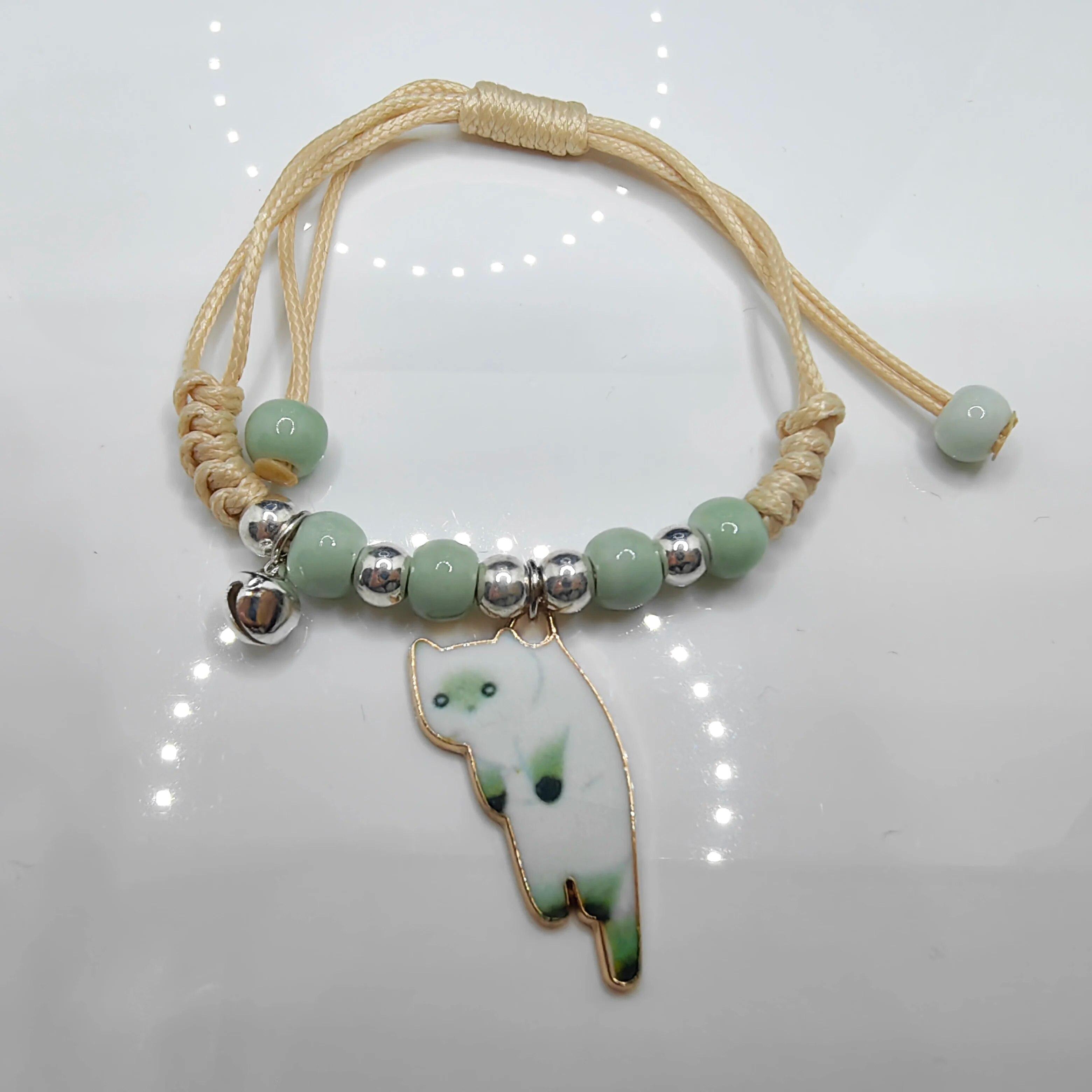 

Регулируемый разноцветный браслет с подвеской Lucky Cat из веревки для женщин и девочек, подарки на день рождения, модные браслеты с подвесками и кисточками для пар