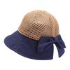 Chapeau seau d'été en tricot style japonais pour femme avec nœud, grand bord, pliable, protection solaire, couvre-visage