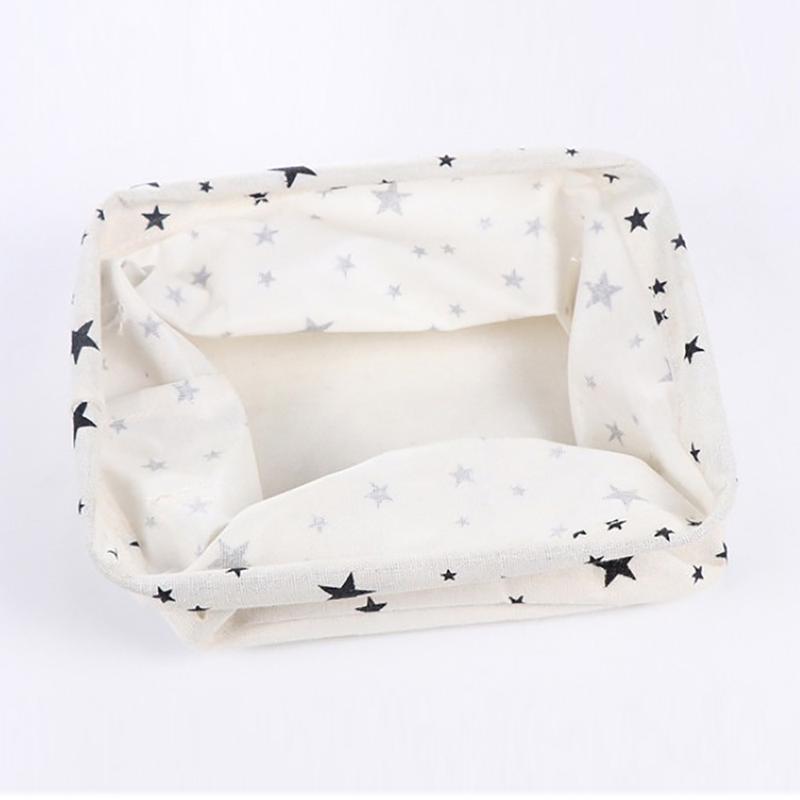 Cotton Linen Desktop Storage Basket Sundries Storage Box with Handle Linen Desk Container