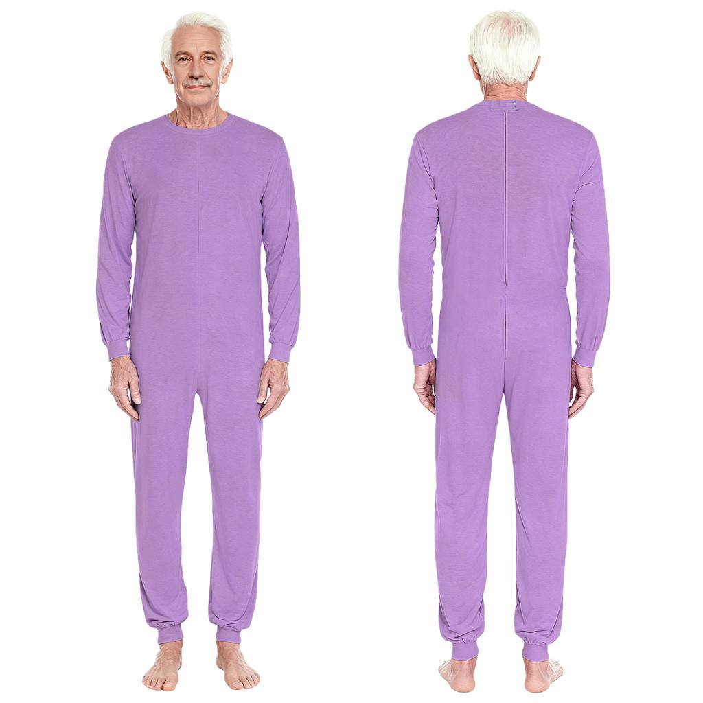Unisex Yaşlı Anti Strip Adaptif Tulum Bisiklet Yaka Uzun Kollu Arka Fermuarlı Uzun Pantolon Tek Parça Tulumlar
