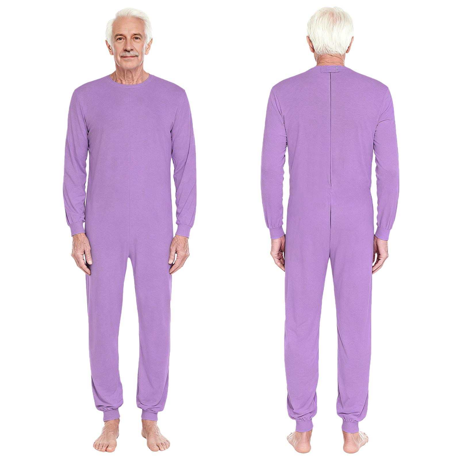 

Easy Dignity Clothing for Elderly & Special Needs M-3XL: Full Back Zipper Romper, Anti-Strip Long Sleeve Jumpsuit Unisex