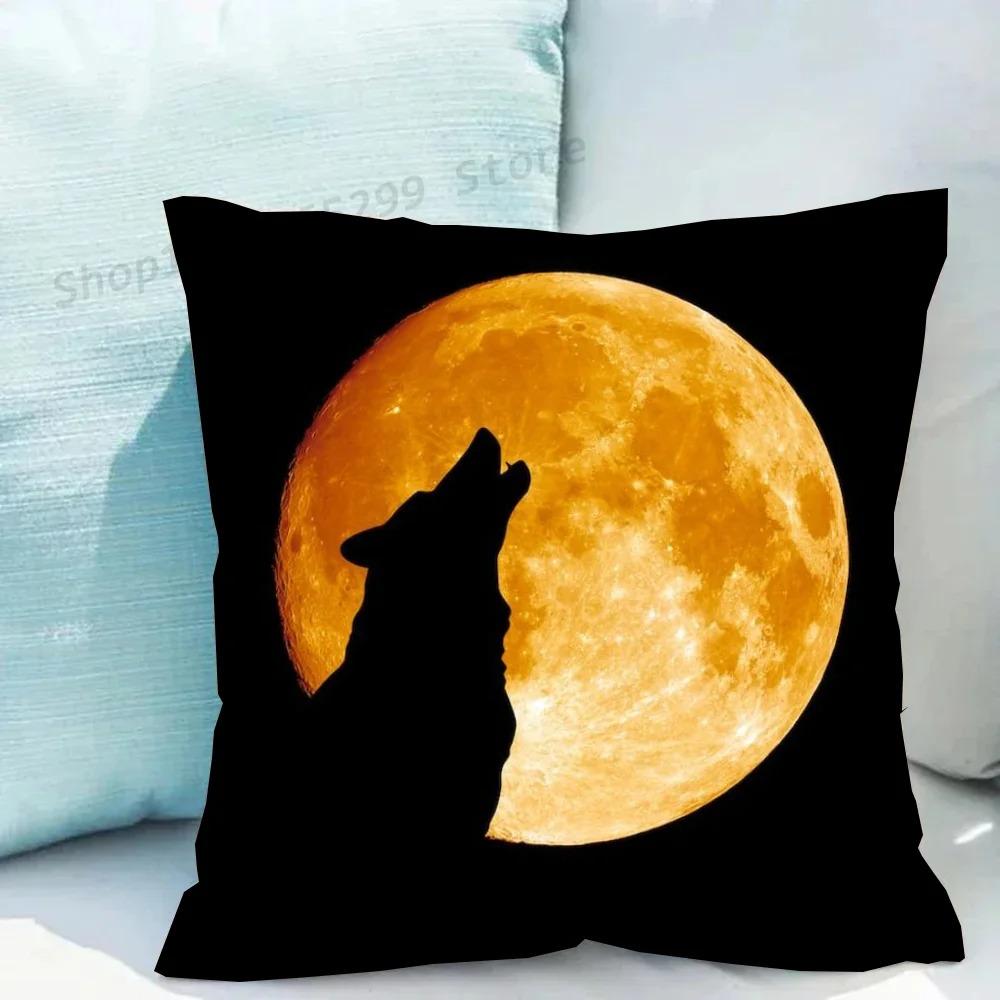 pc Majestic Wolf Print Pillowcase Set Polyester NonEmbroidery Cushion Covers for Sofa Bed Man Cave Home Decor