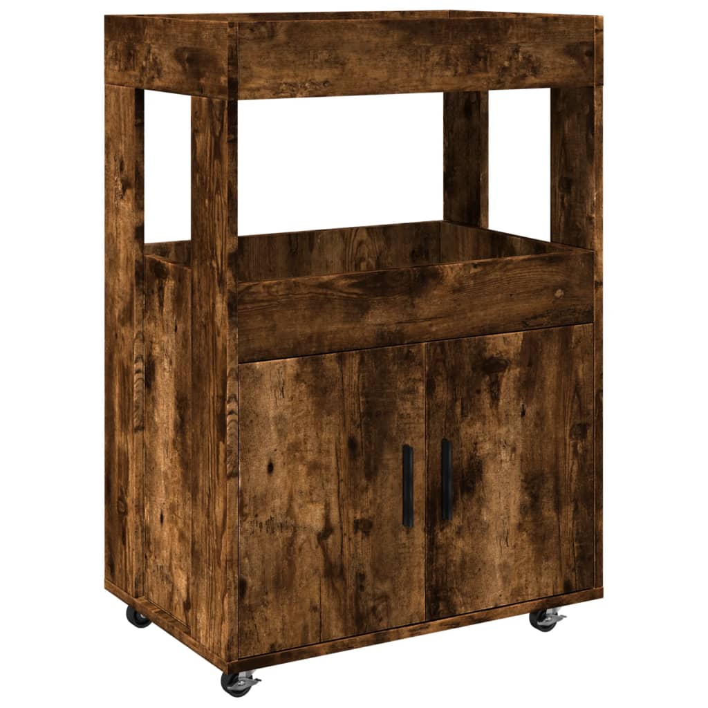 Bar Cart Smoked Oak 60 x 39.5 x 89 cm Engineered Wood