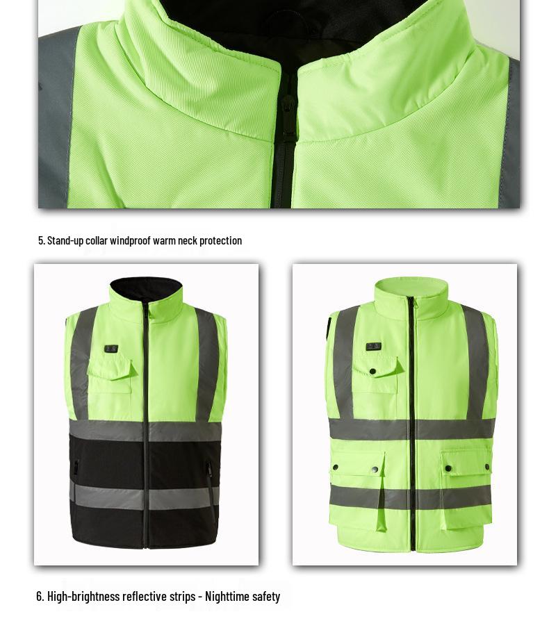 Smart Heated Reflective Vest for Outdoor Winter Warmth and Cold Protection