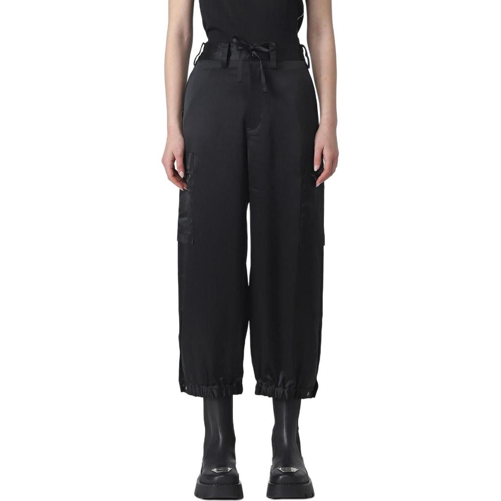Y-3 Solid Color Waist Cinched Multi Pocket Casual Long Pants Women Bottoms Black H63038