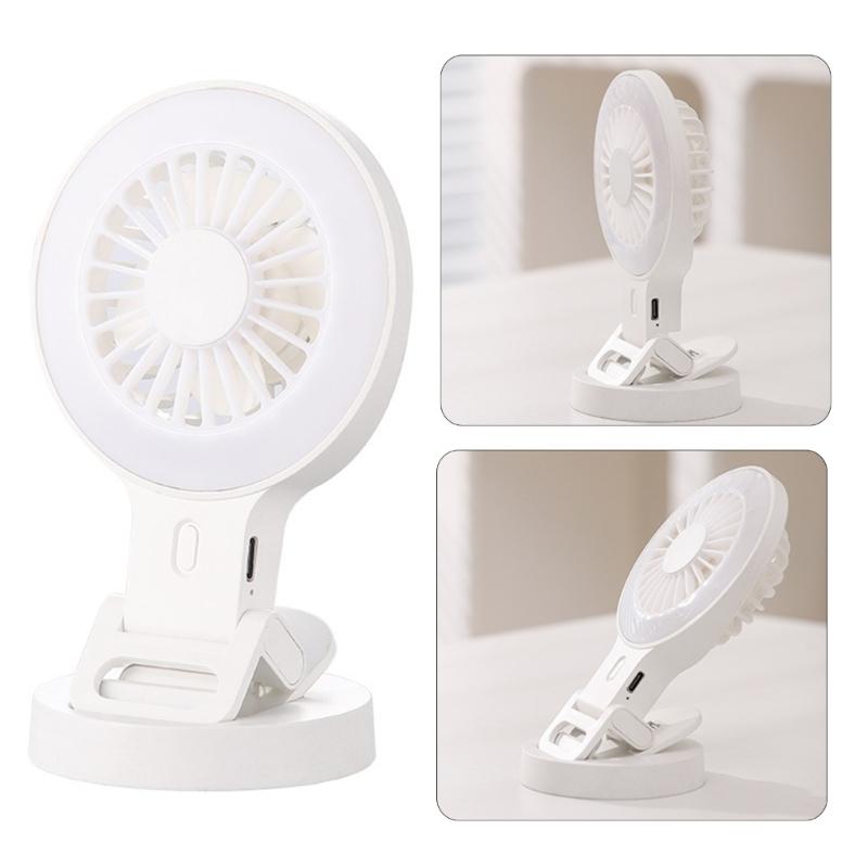 Portable USB Charging Desk Fan With Phone Holder And Three Speed Setting Suitable For Camping Photography Mobile Devices