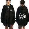 Korn Zipper Hoodies Rock Band WORLD TOUR Sweatshirts Hip Hop Streetwear Zip Up Jacket Men Women Fleece Long Sleeve Clothes