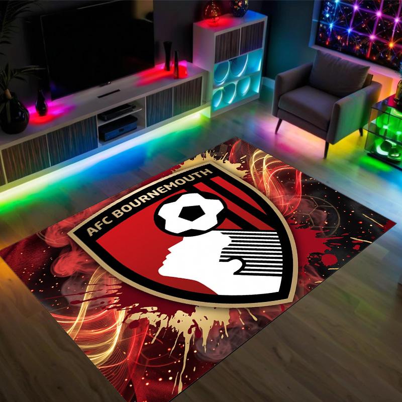 Bournemouth Football Design Crystal Velvet Carpet Cozy Non?Slip Printed Rug For Bedroom Living Room Entrance