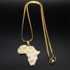 Mapa de África Collar de Elefante Africano para Mujeres Hombres Acero Inoxidable Color Dorado Colgante de Animal Collares Joyería NXHXD560S05