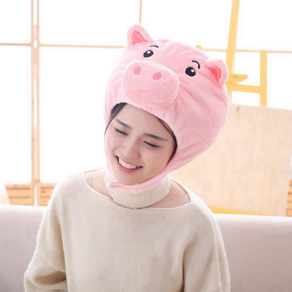 Funny Cosplay Lovely Animal Pig Nose Head Cover Christmas Headwear Plush Hat Home Decor Ornament Costume Party Halloween Props