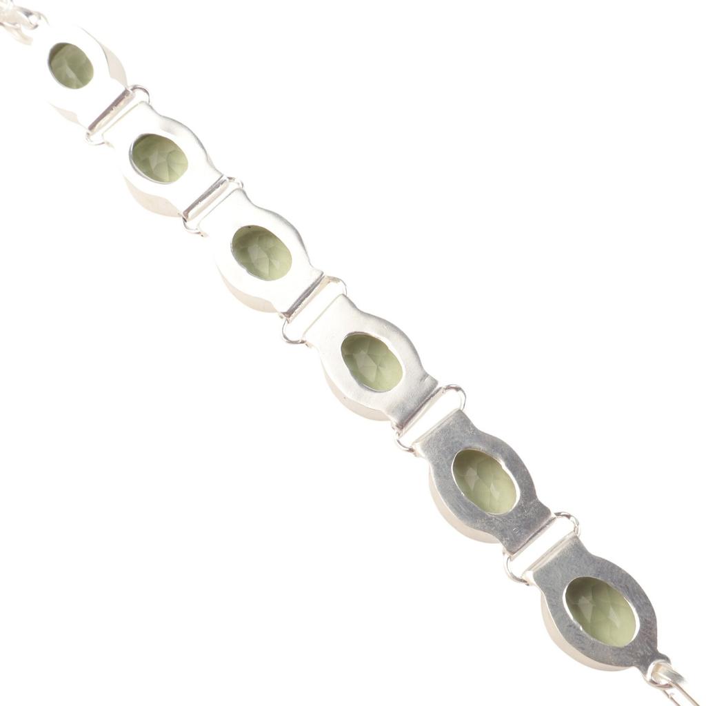 Green Amethyst Gemstone 925 Sterling Silver Gift Jewelry Handcrafted Bracelet 8" RB-4-13