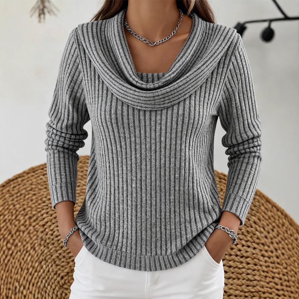 Autumn Winter Long Sleeve Sweatshirt Women Casual Loose Pullover Tops Fashion Pile Collar Solid Shirt Knitted Tops Women Blouses