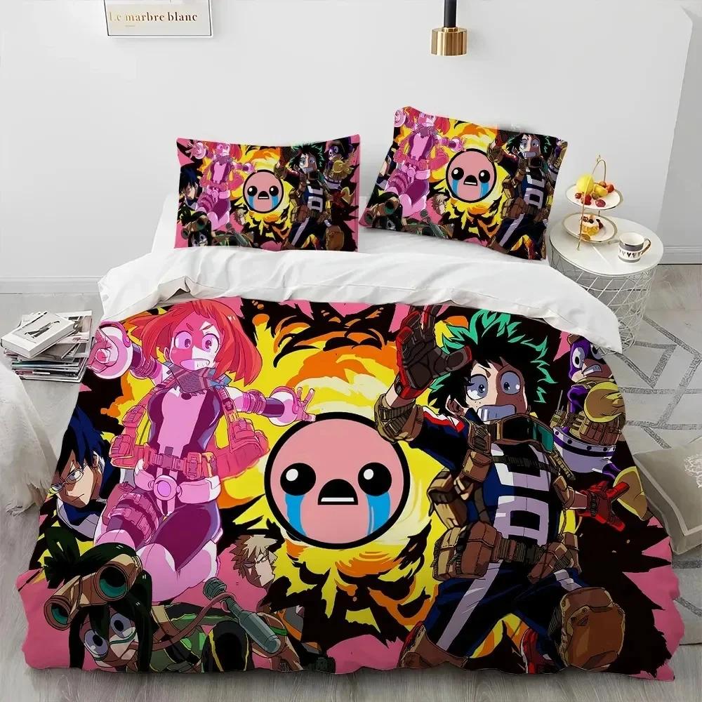 Anime My Hero Academia Izuku Deku Ložní souprava Tištěná s povlakem na polštář Měkký povlak na přikrývku Jednolůžko Dvojlůžko Královská Velikost