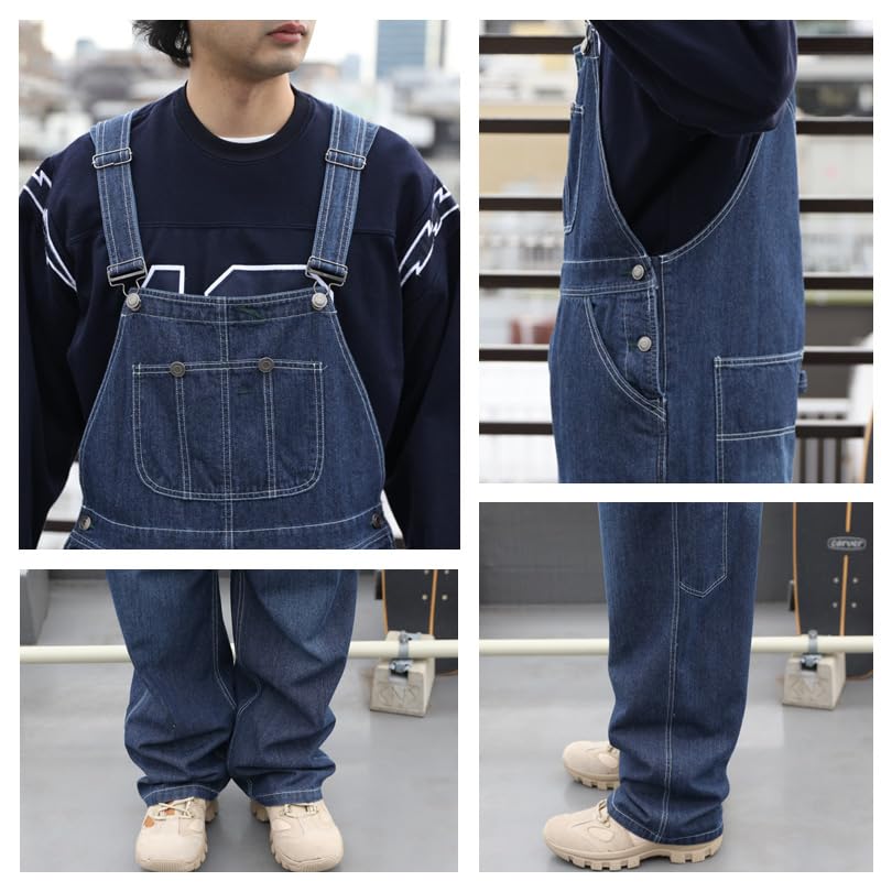 Denim Size L 8(eight) Men's Wide-Length Overalls, Hickory,