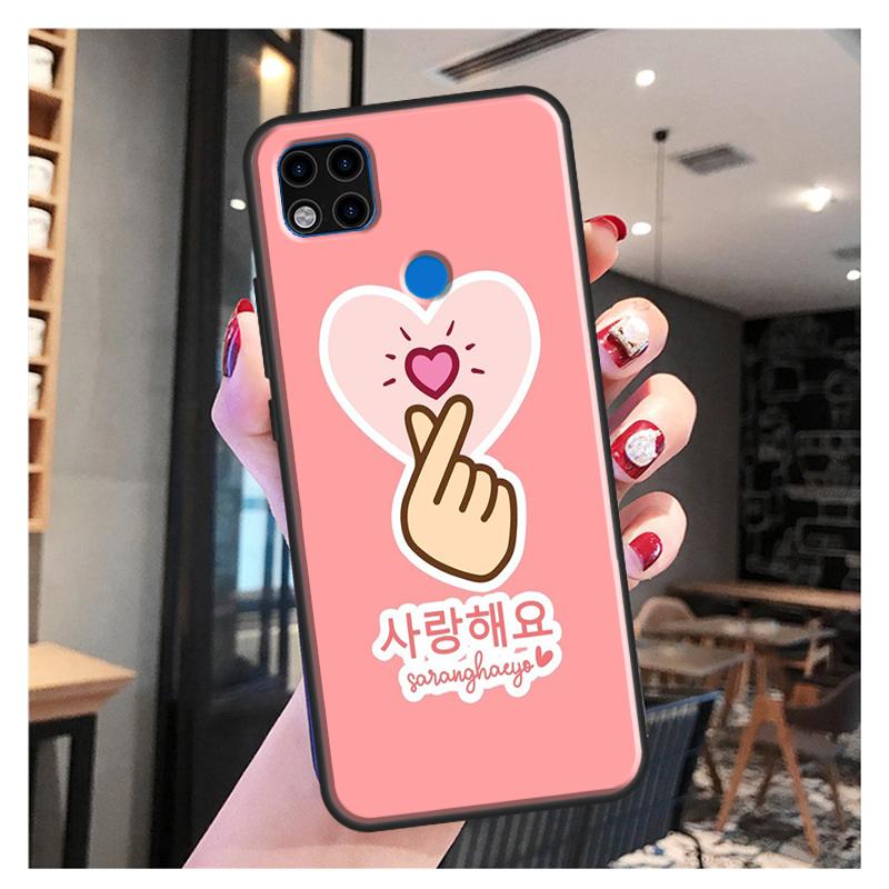 Roztomilý korejský font Saranghae Miluji tě Pro pouzdro Redmi 10 Pro Xiaomi Redmi Note 11 Pro 8 9 10 Pro 8T 9S 10S 9A 9C 9T Kryt Fundas