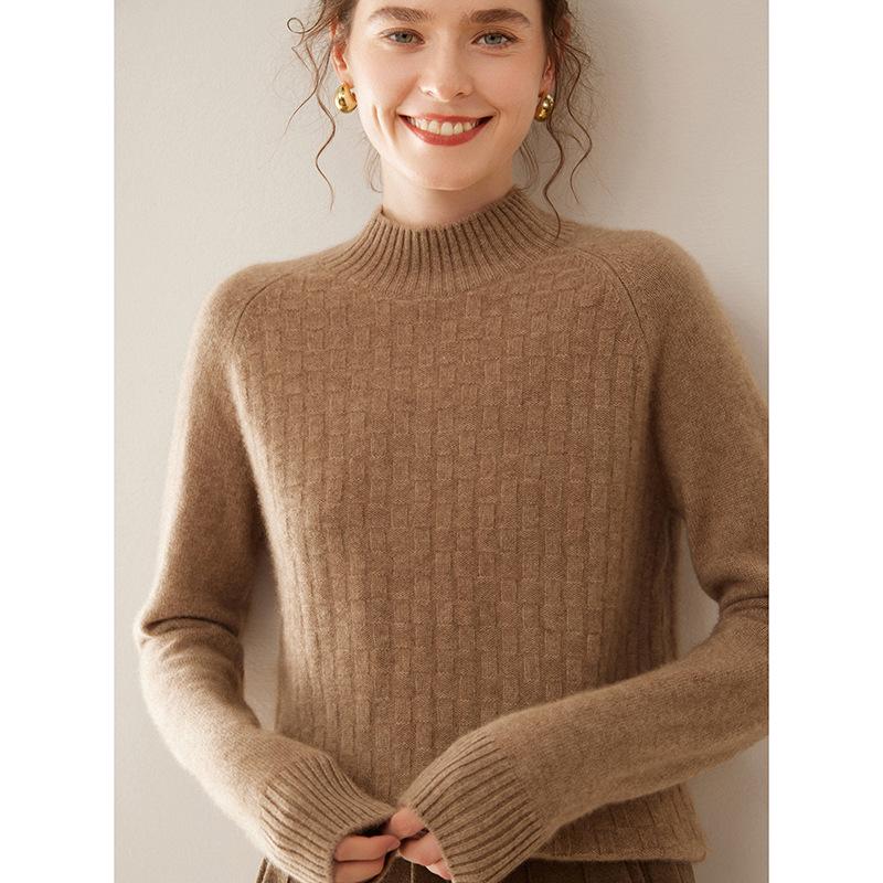 Women's Thick Cashmere Raglan Cable Knit Sweater – Autumn/Winter Loose Designer Pullover