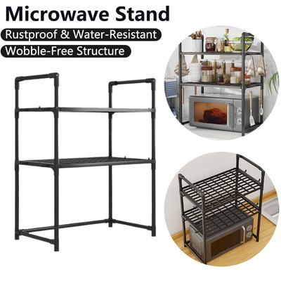 Extra breiter Mikrowellenständer - 2-stöckiges, hochbelastbares Küchenregal für Backofen, Toaster und Gewürzregale mit Handlaufhaken, rutschfest