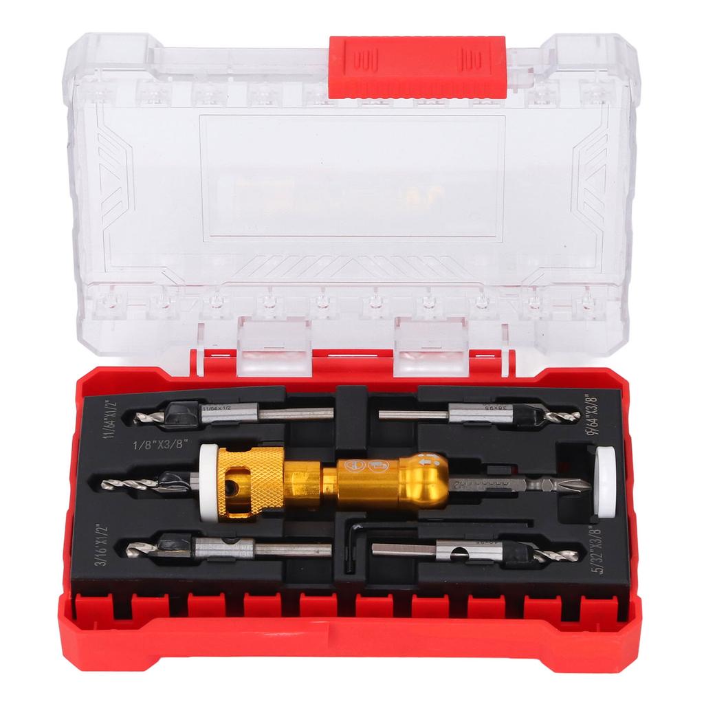 5 Pieces Countersink Drill Bits with Adjustable Depth Stop 82 Degree Screw Countersunk Drill Set for