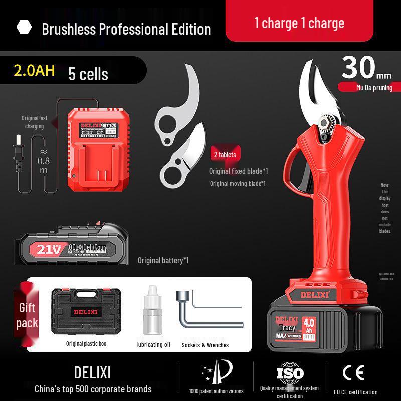 

Аккумуляторные секаторы Delixi Electric - Идеально подходят для плодовых деревьев и толстых веток с лезвиями на литий-ионном аккумуляторе.