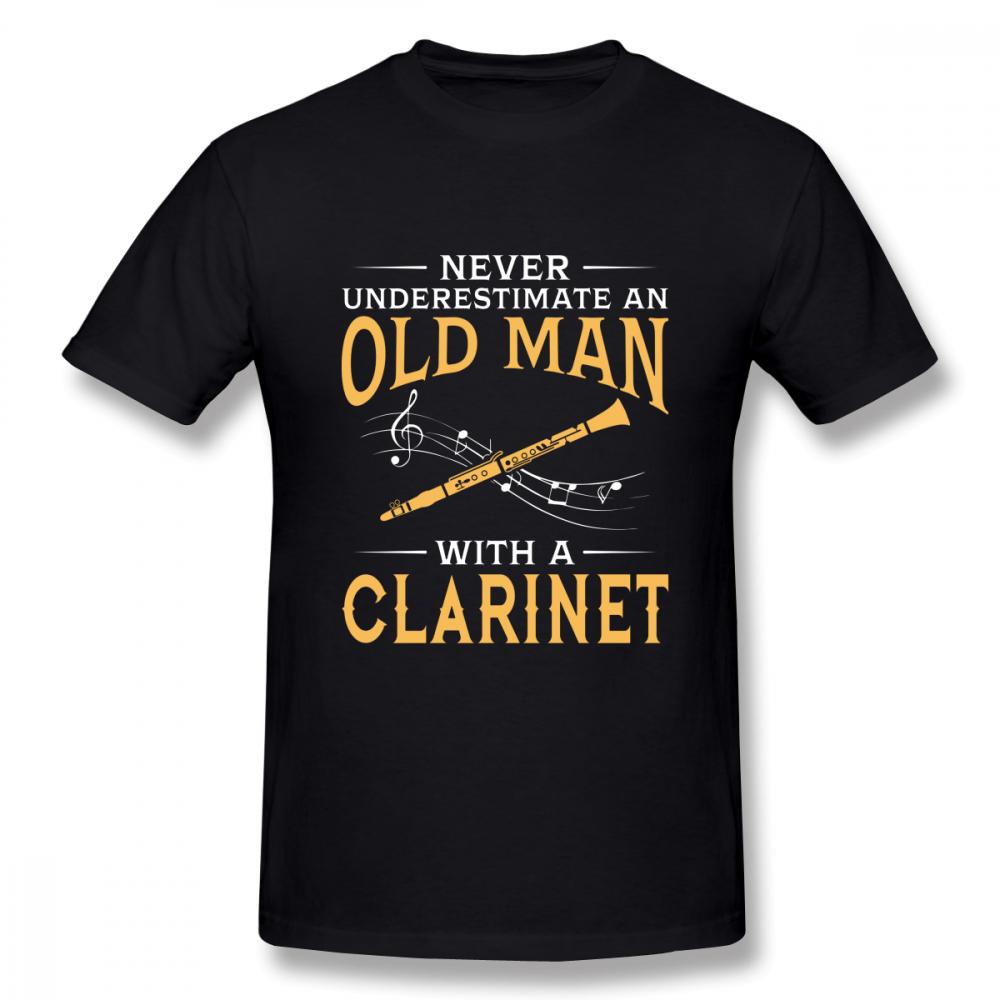 Never Underestimate An Old Unisex With A Clarinet T Shirt Boy Round Neck Tshirt 3d Print Tees Guys Punk Designer Streetwear