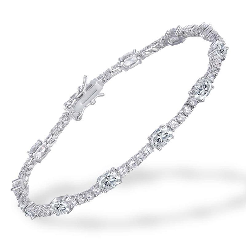 

Single row full diamond zircon bracelet for girls high-end sense peeling foot buckle jewelry for women s fashion 6.5inch (16.5cm) платиновый