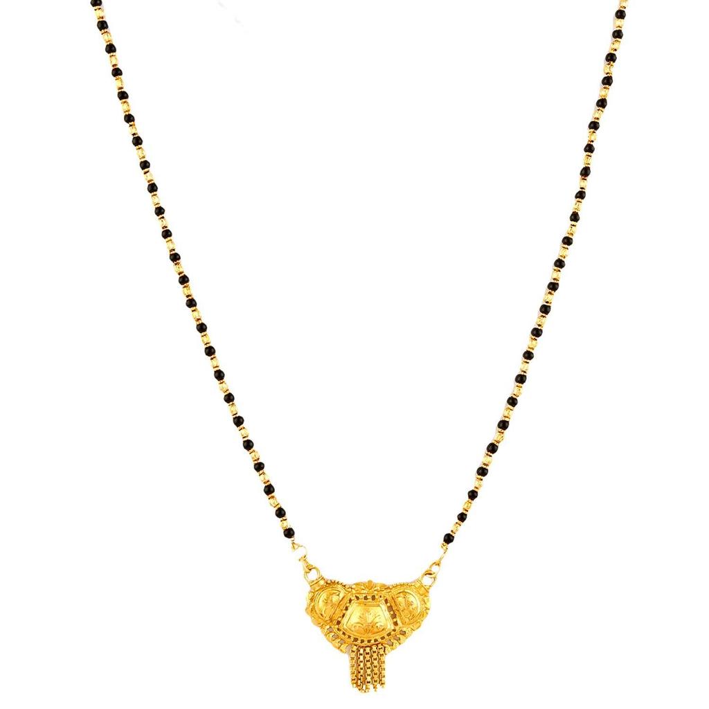 Svart och Guldpläterad Koppar Ett Gram Meenakari Maharashtrian Wati Mangalsutra för Kvinnor