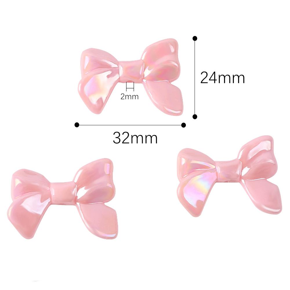 Acrylic Ab Plated Color Imitation Bow, Solid Color Beads, Straight Hole Loose Beads Diy Jewelry, Necklace, Hairpin, Beaded Material