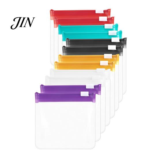 Small Slide Lock Bags Clear Bags, Thick EVA Reusable Storage with Colored Slider, Mini Resealable Pill Pouches, for Coin Jewelry Paper Clips