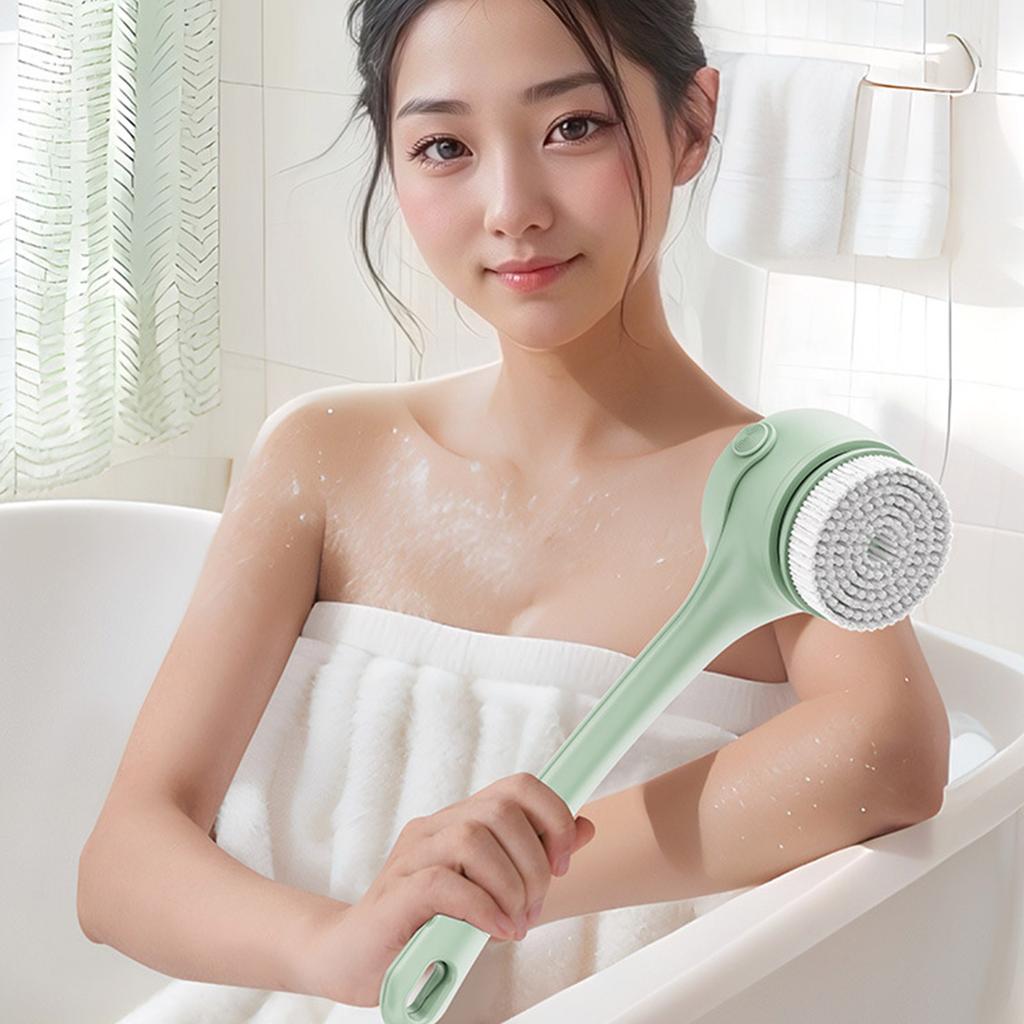 Wasserdichter Elektrischer Körperbürste Duschbürste Langer Doppelgriff 4 Austauschbare Köpfe Für Tiefenreinigung Und Hautmassage