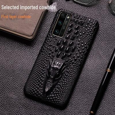 Honor 30/30 Pro Cowhide Dragon Head Half-Cover Case - Genuine Leather Protective Cover for Honor 30 Youth Edition
