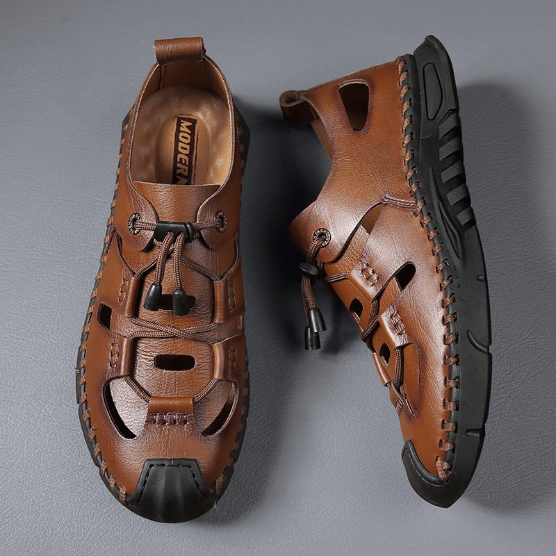 Fashion 2025 Summer Hot Selling Men's Leather Casual Shoes High-quality Handmade Sole Sandals Outdoor Beach Camping Shoes for Men’s