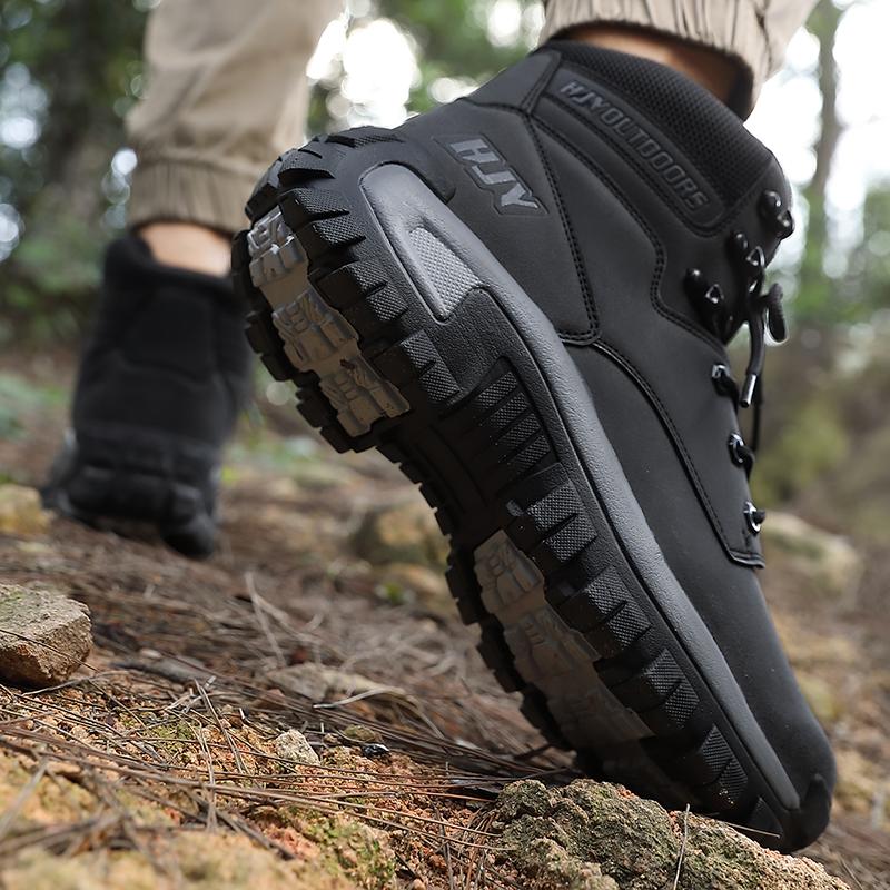 Outdoor Hiking Shoes Men Lace-up Anti-slip Breathable Ankle Boots Men Thick-soled Shock-absorbing Casual Sports Shoes Men