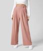 Women's High Waist Pleated Wide Leg Dress Pants Solid Color Office Business Trousers With Side Pockets
