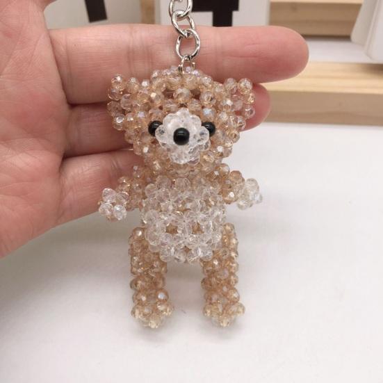Keychain Pendant, Cartoon Bear Handcrafted Metal Keychain with Glossy Realistic Surface, DIY Animal Beading Kit for Backpack or Handbag