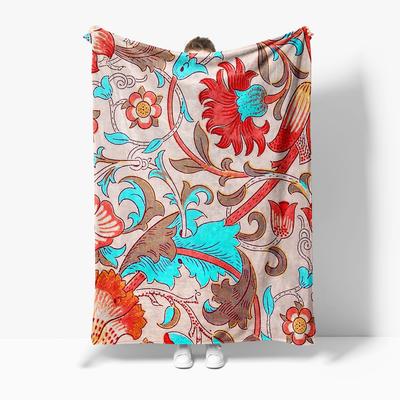 Florales Paisleymuster Flanell bedeckte Decke geeignet für alle Jahreszeiten geeignet für Wohnzimmer Büro Sofa und Reise