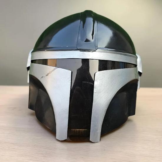 Handmade Steel Mandalorian Style Helmet – Wearable Metal Cosplay Armor, Gothic Black Warrior Helmet, Collector Gift